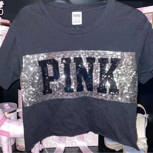 VS PINK S cropped bling tee